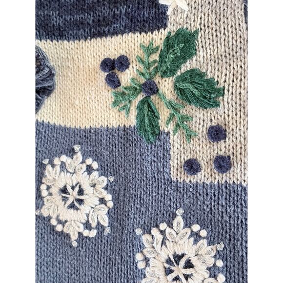 Tiara International Blue Winter Frosty Zip Cardigan size Medium - Picture 12 of 12